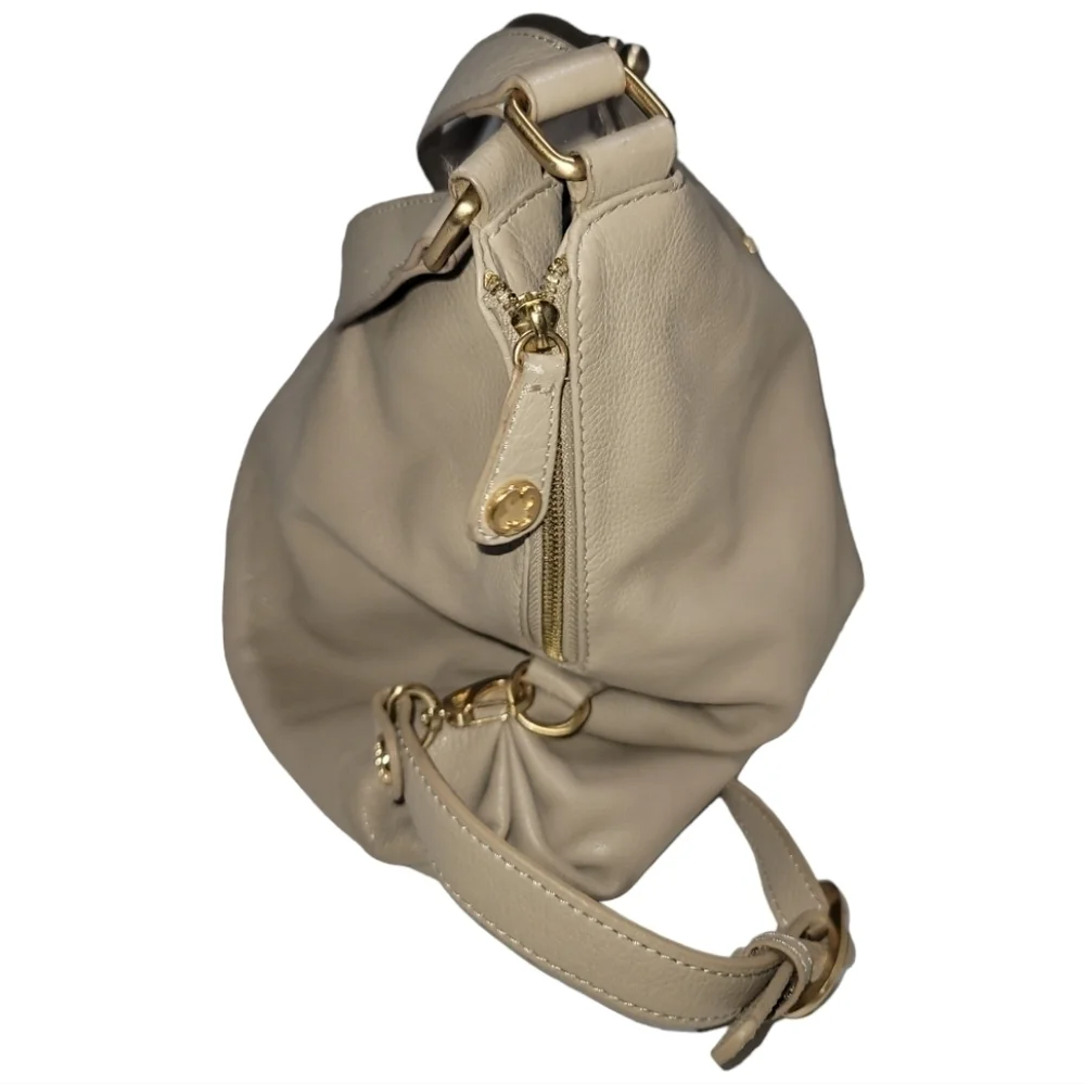 Emma Fox Dressage Kiss Lock Hobo Bag Cream Gold Hardware Lined